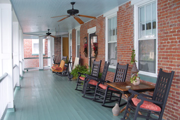 Upper Veranda of Azalea Manor Bed and Breakfast in Madison Historic District, Southern Indiana